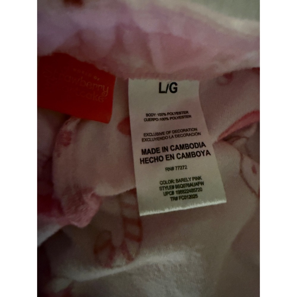 Strawberry Shortcake Christmas Pajama Pants Pink Fleece Holiday Lounge Large - Picture 2 of 3